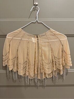 Moyna Beaded Sheer Fringe Capelet